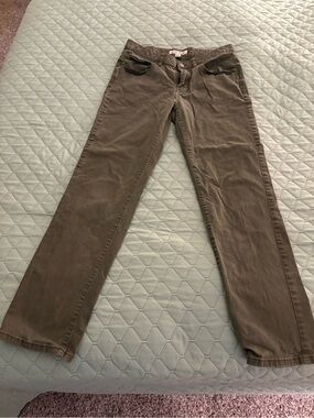 31” X 32” men’s slim fit twill pants.  Amazon Basics-Khaki Green